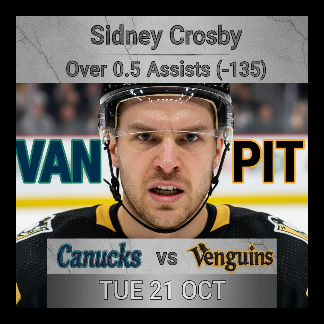 AI-generated detailed analysis visual for Sidney Crosby showing key statistics and insights