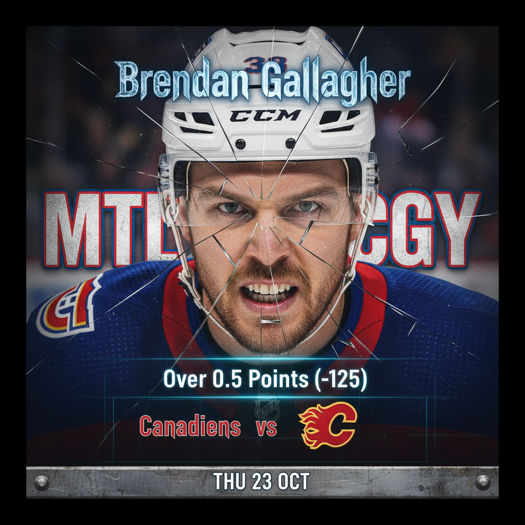 AI-generated detailed analysis visual for Brendan Gallagher showing key statistics and insights