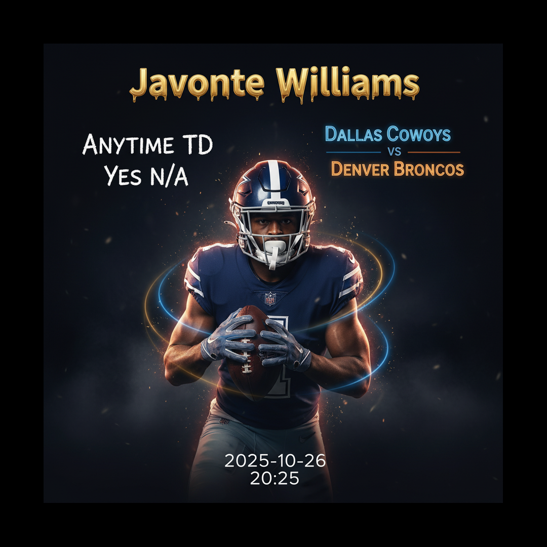 AI-generated detailed analysis visual for Javonte Williams showing key statistics and insights