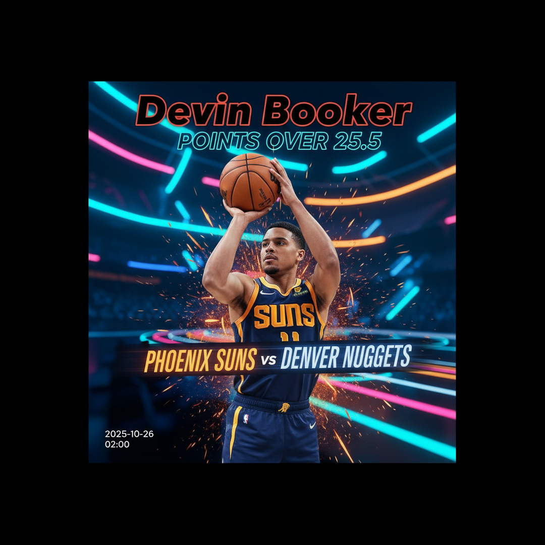 AI-generated detailed analysis visual for Devin Booker showing key statistics and insights