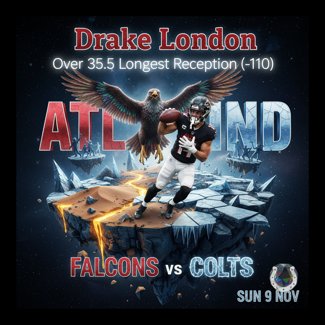 AI-generated detailed analysis visual for Drake London showing key statistics and insights