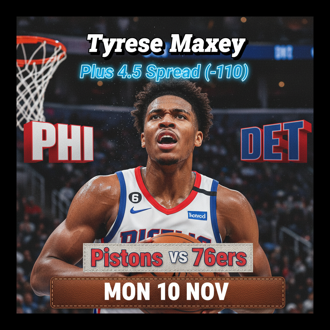 AI-generated detailed analysis visual for Tyrese Maxey showing key statistics and insights