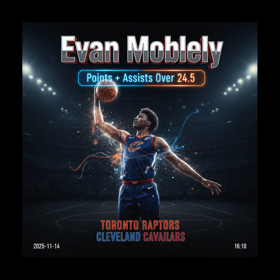 AI-generated detailed analysis visual for Evan Mobley showing key statistics and insights