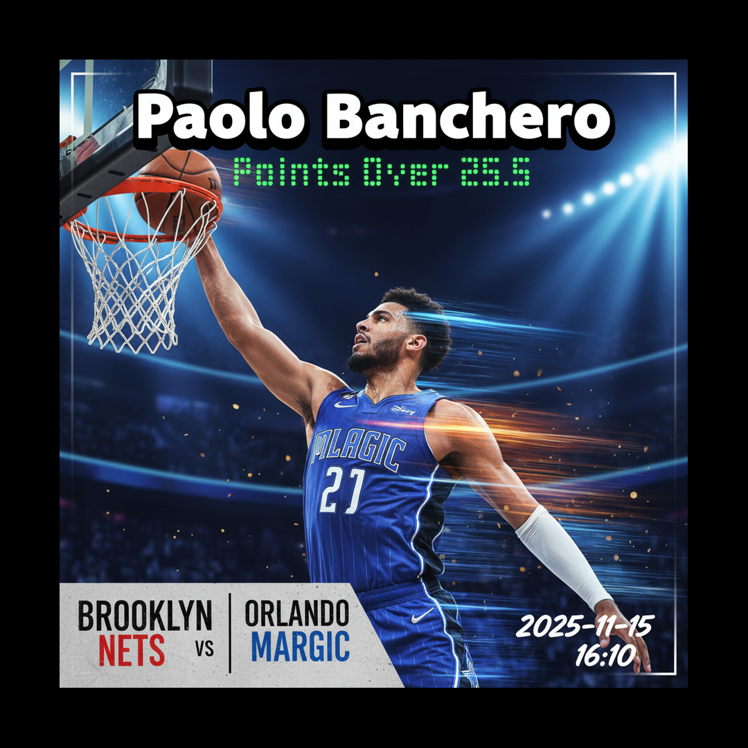 AI-generated detailed analysis visual for Paolo Banchero showing key statistics and insights