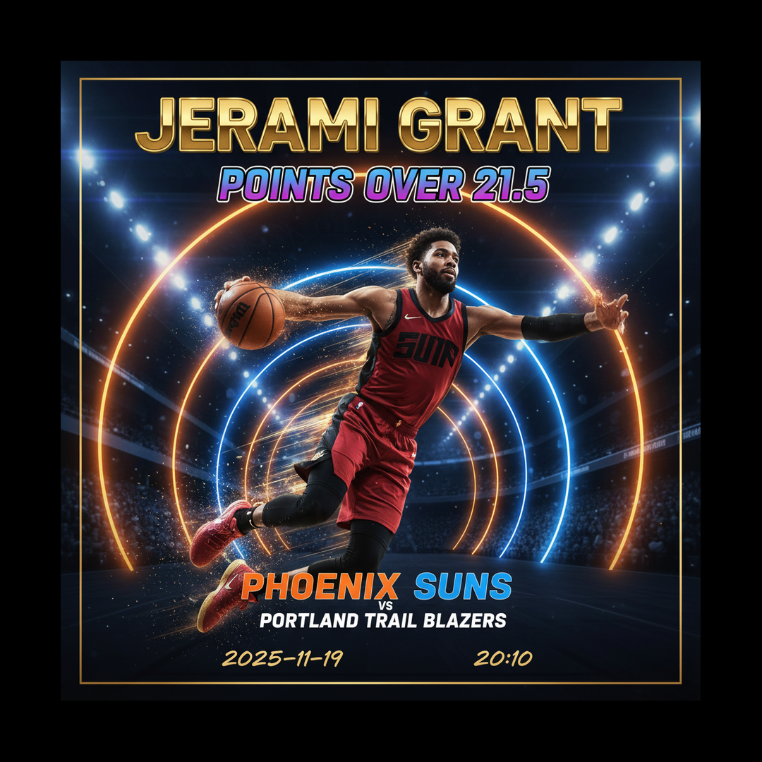 AI-generated detailed analysis visual for Jerami Grant showing key statistics and insights