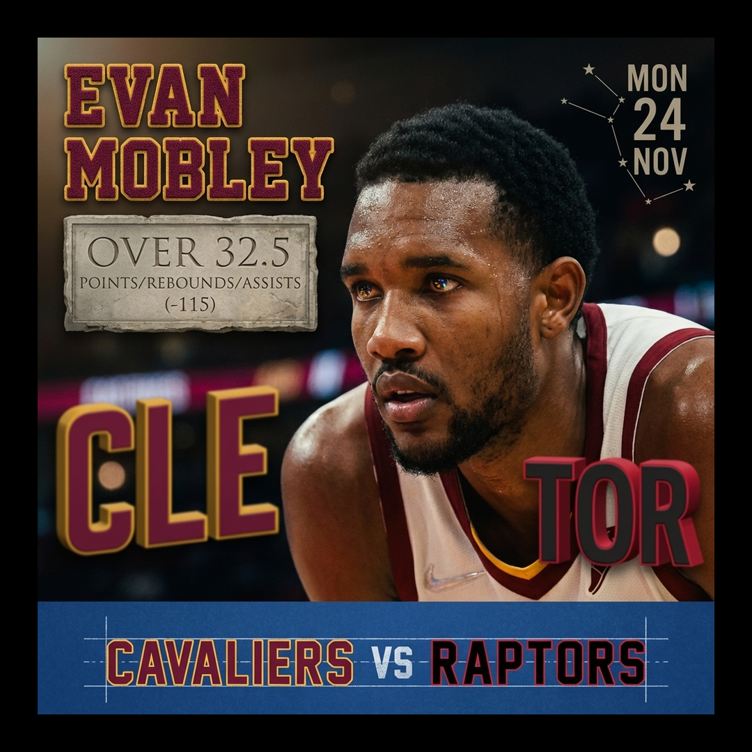 AI-generated detailed analysis visual for Evan Mobley showing key statistics and insights