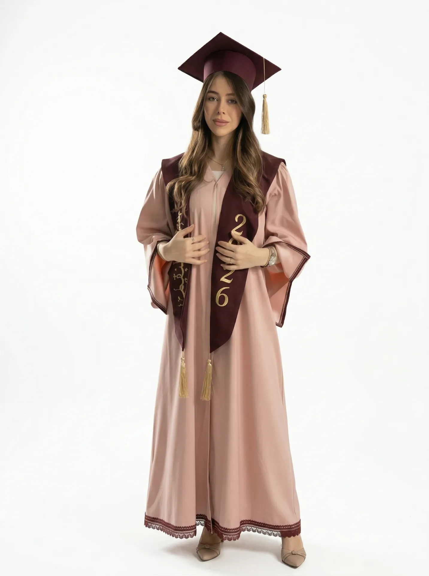 عباءة "دفء النجاح 2026- زهري مغبر ووشاح عودي.