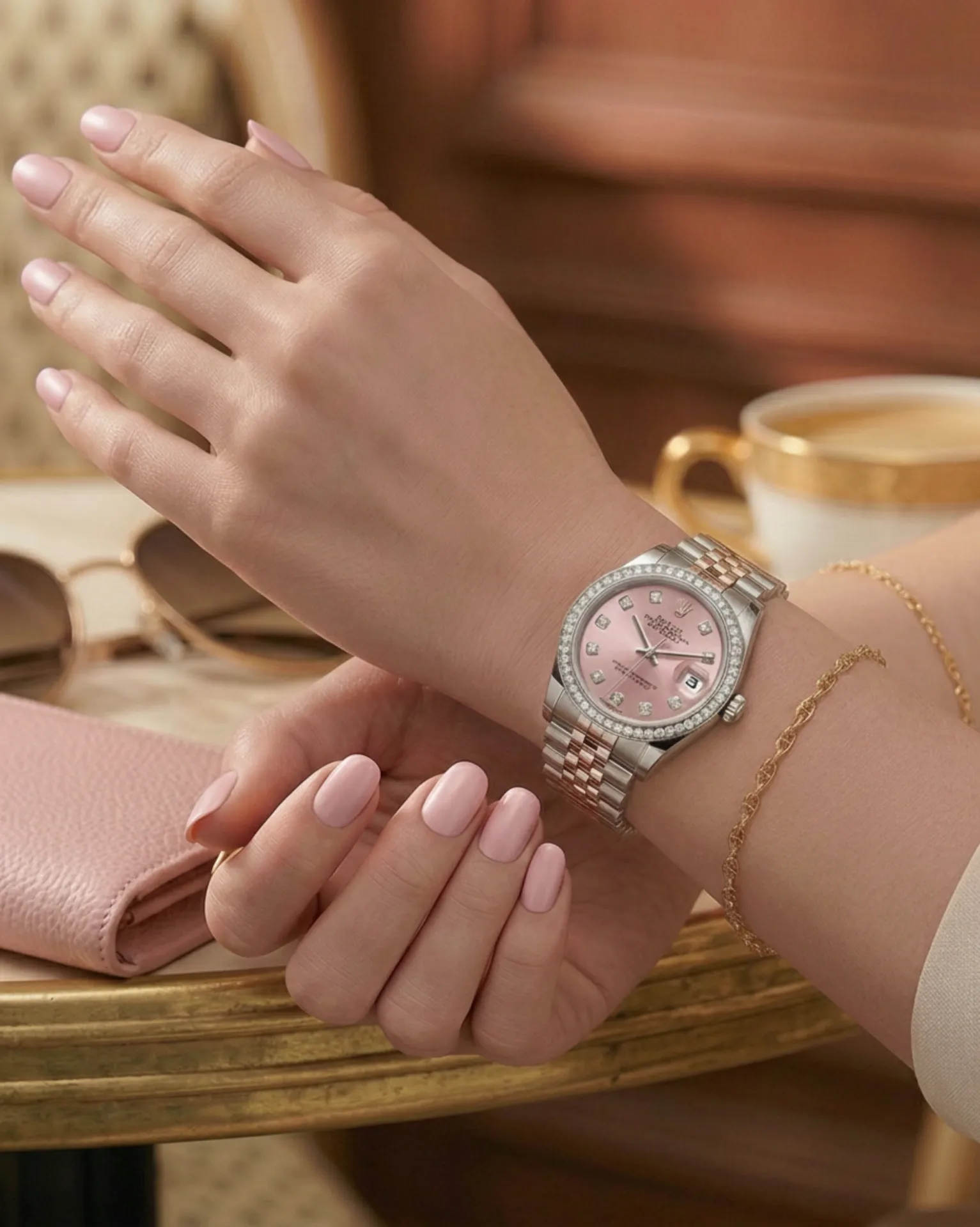 Rolex Datejust   Crystal Watch - ساعة رولكس ديت جست  كريستال  نسائي - ساعات - صورة 2