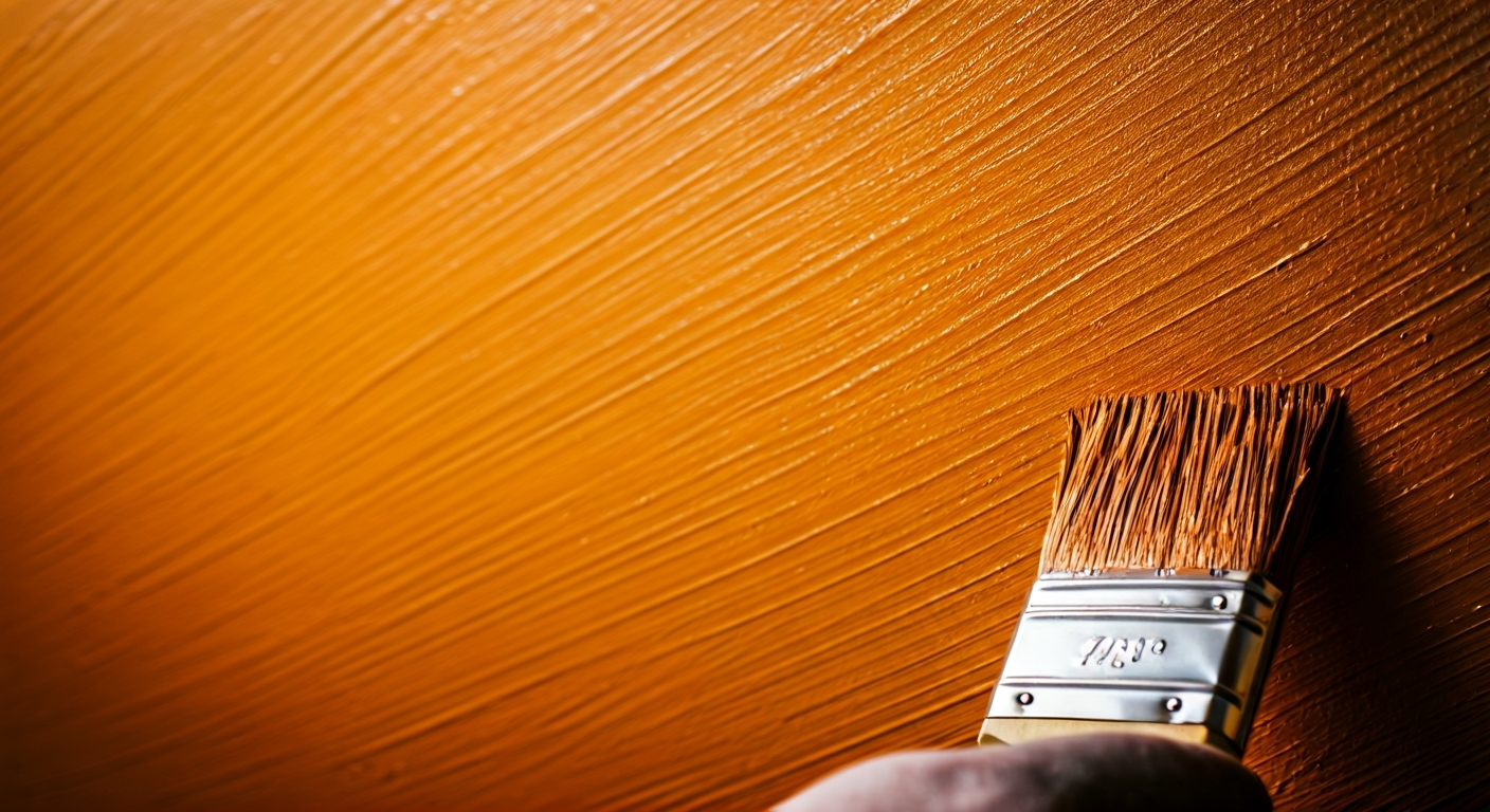 Close-up photo of a painter meticulously applying a high-quality exterior paint to a textured wall s