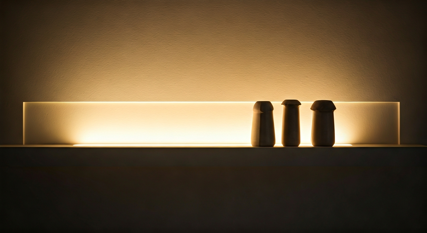 Professional photo showcasing a section of a wall with elegant integrated LED lighting on a recessed