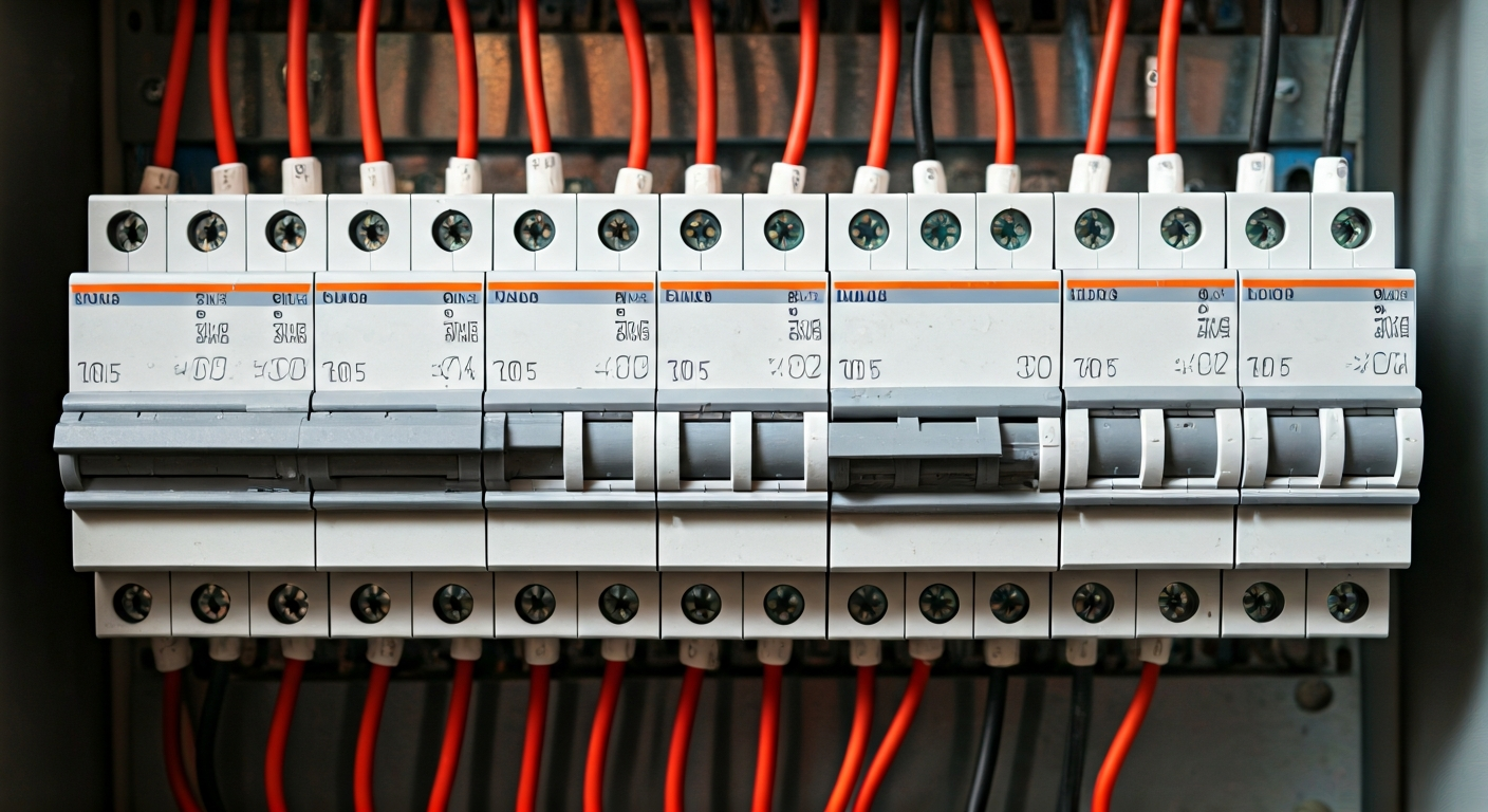 Professional photo of a neat and organized electrical panel with clearly labeled circuit breakers. T