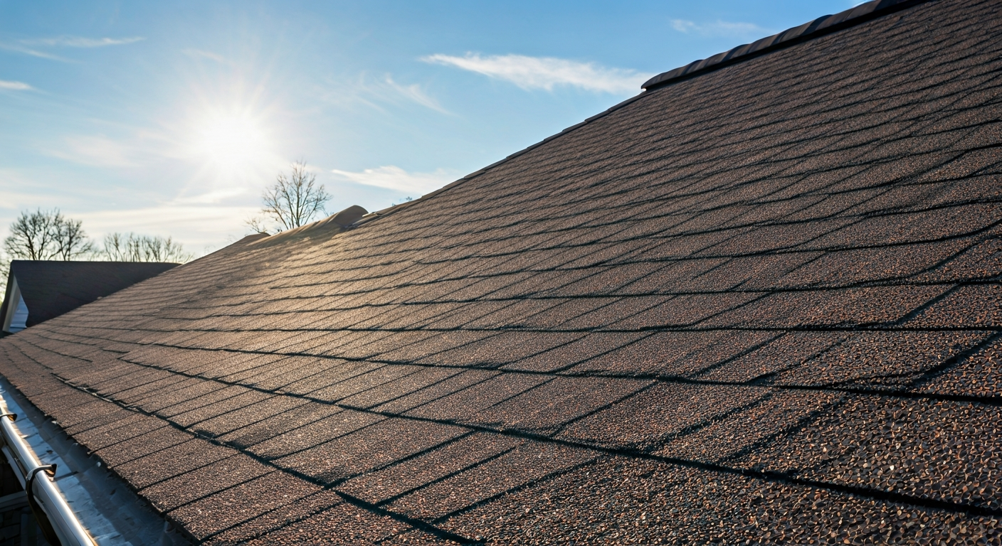Professional photo showing a clean and well-maintained roof with clear gutters, highlighting a homeo