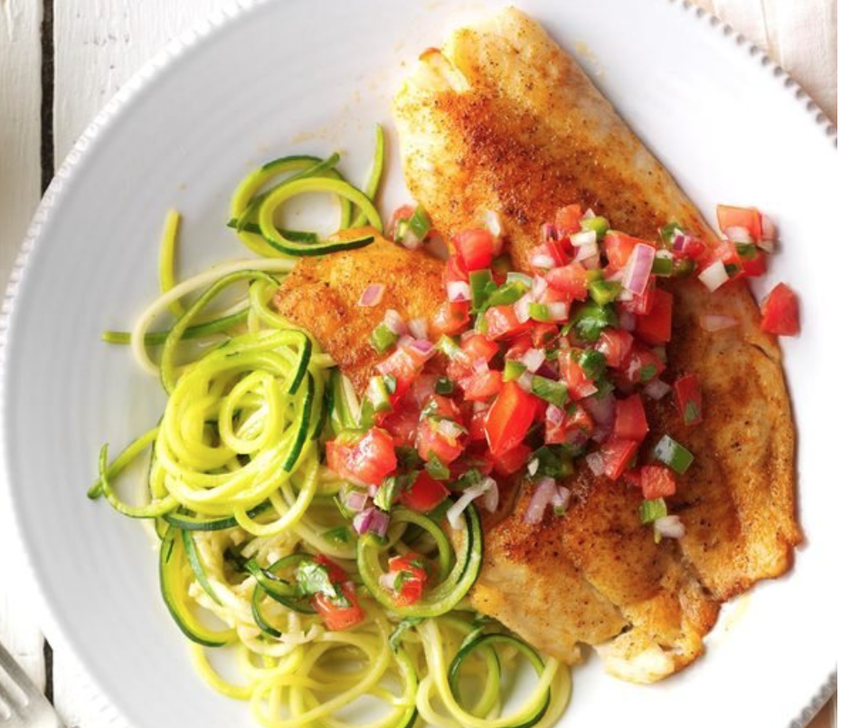 Blackened Tilapia with Zucchini Noodles