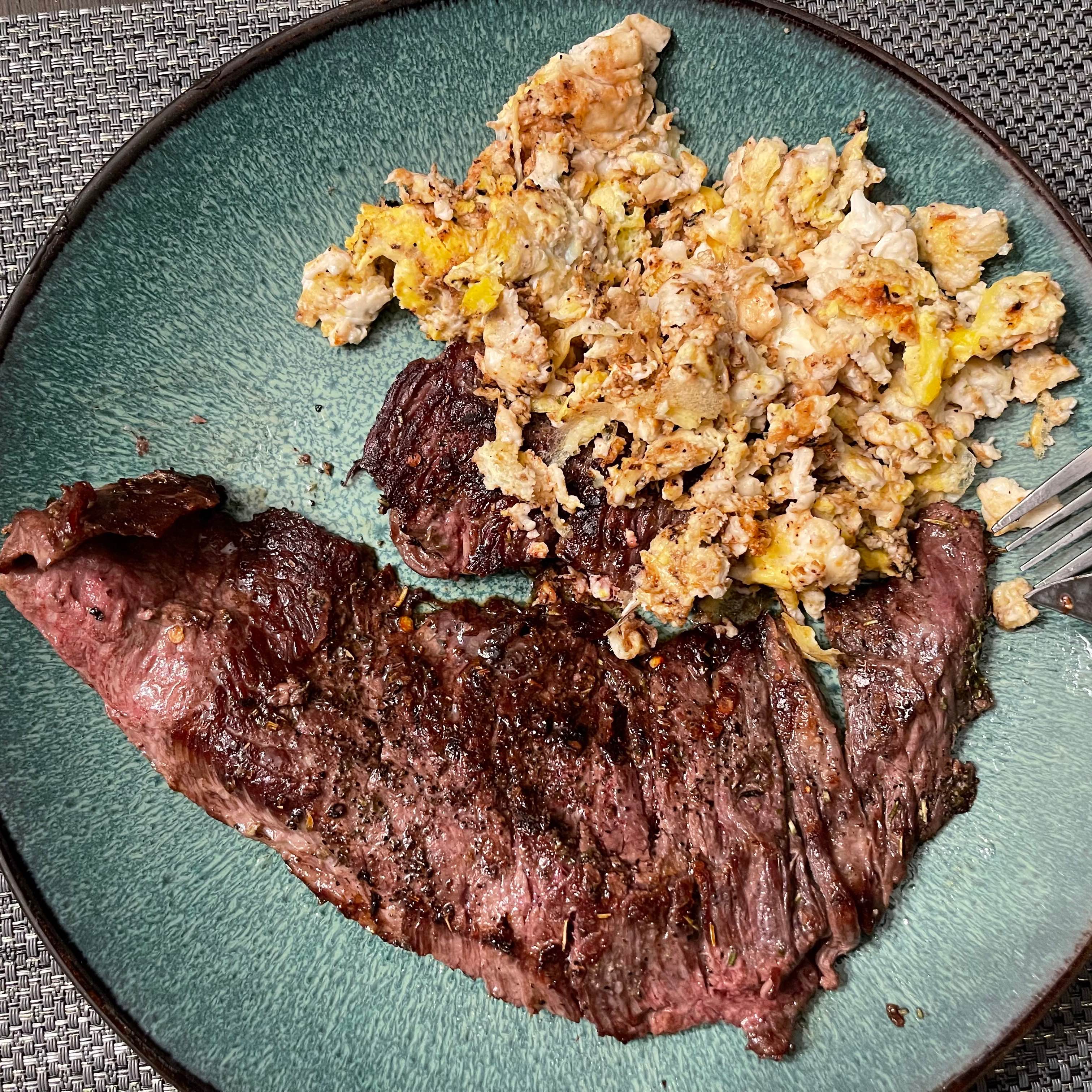 Steak and Eggs using carne asada meat