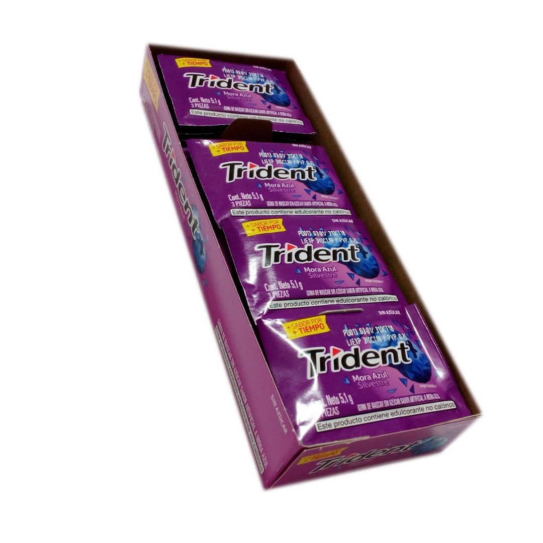 CHICLE TRIDENT X 3 PIEZAS UND DIS X 24