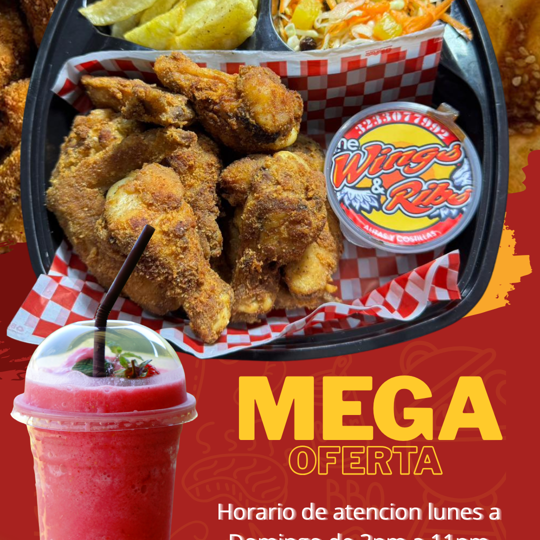 combo alitas miel mostaza + jugo de fruta