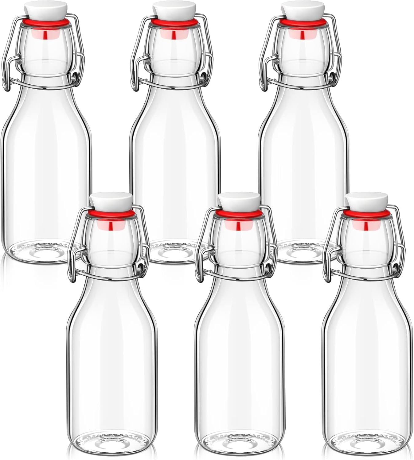 NALACAL Flip Top Glass Bottle, 6 Pcs 3.38 oz Clear Swing Top Glass Bottles