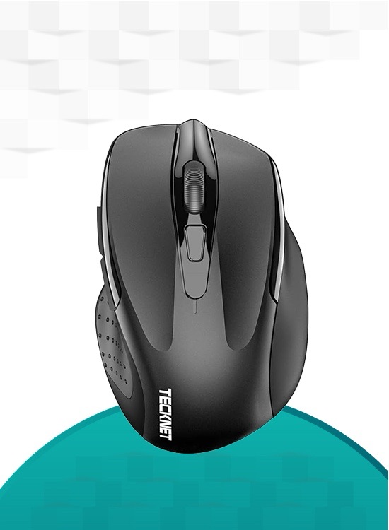 TECKNET Wireless Mouse (2.4G & BT5.0/3.0) Silent Mouse 4800 DPI Computer Mouse 6 Buttons Bluetooth Mouse, USB A Mouse Wide Compatibility - Black