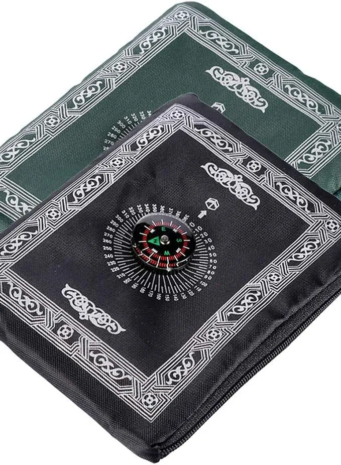Anlising 2 Pieces Portable Travel Prayer Mat with Compass, Waterproof Polyester Prayer Rug, Muslim Travel Prayer Mat, for Ramadan Gifts (60cm×100cm)