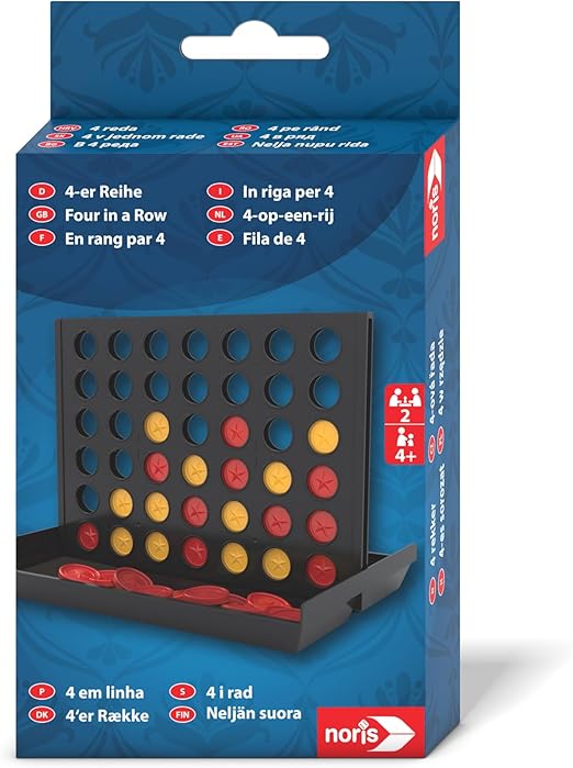 Noris 606102061 Classic Game - 4 Series - The Popular Classic in Travel Format, for 2 Players from 4 Years