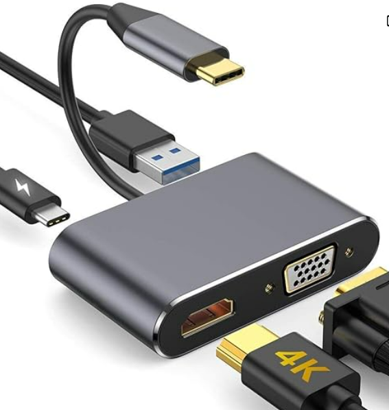 Rec Trade Type C 4 in 1 Adapter, USB C to 4K