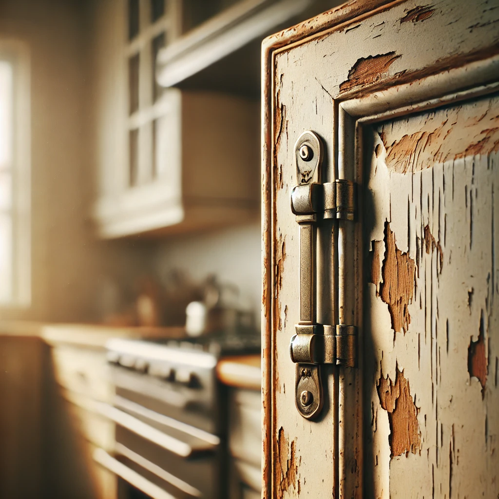 worn kitchen cabinet door.webp