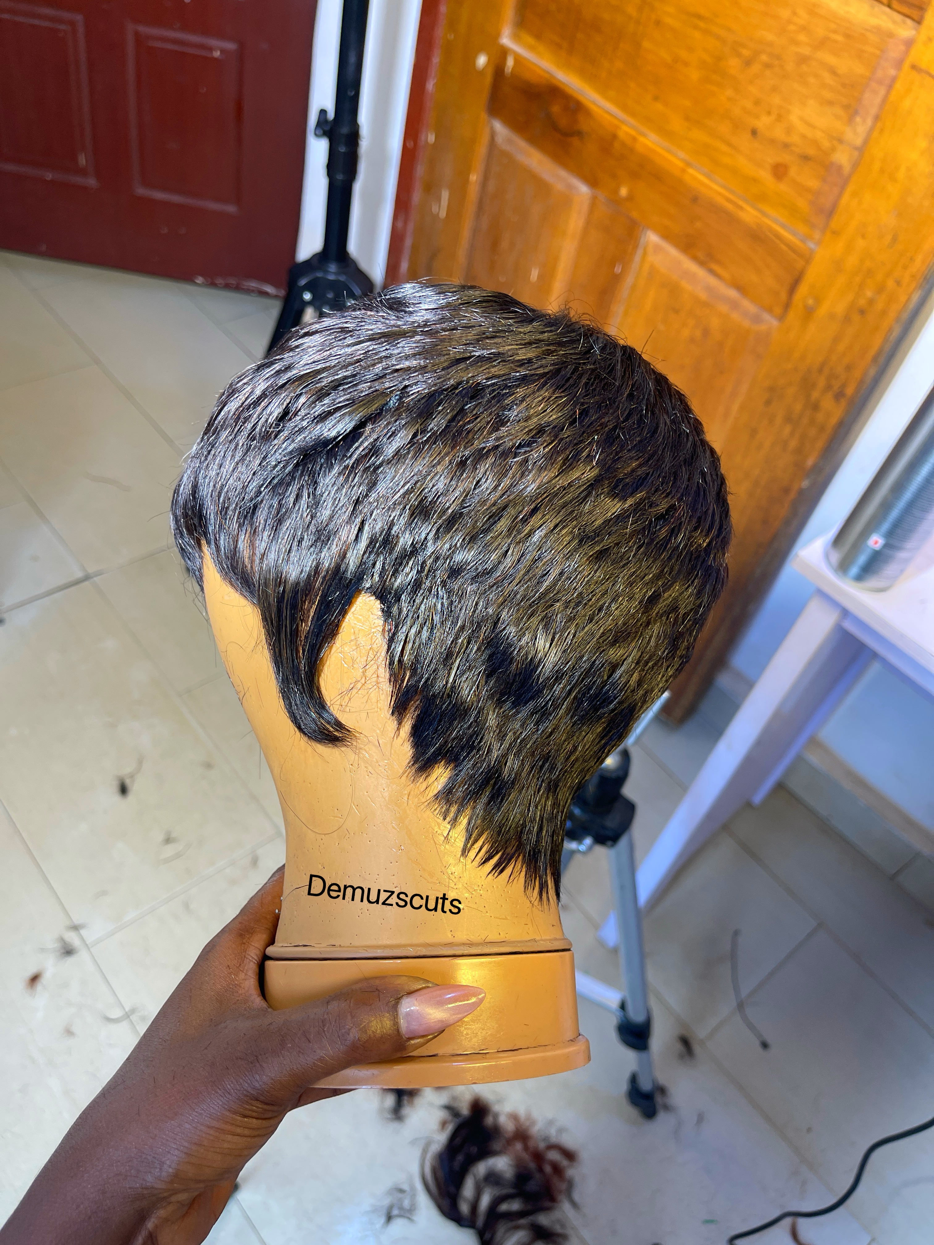 Image shows all angles of the pixie wig thumbnail 6