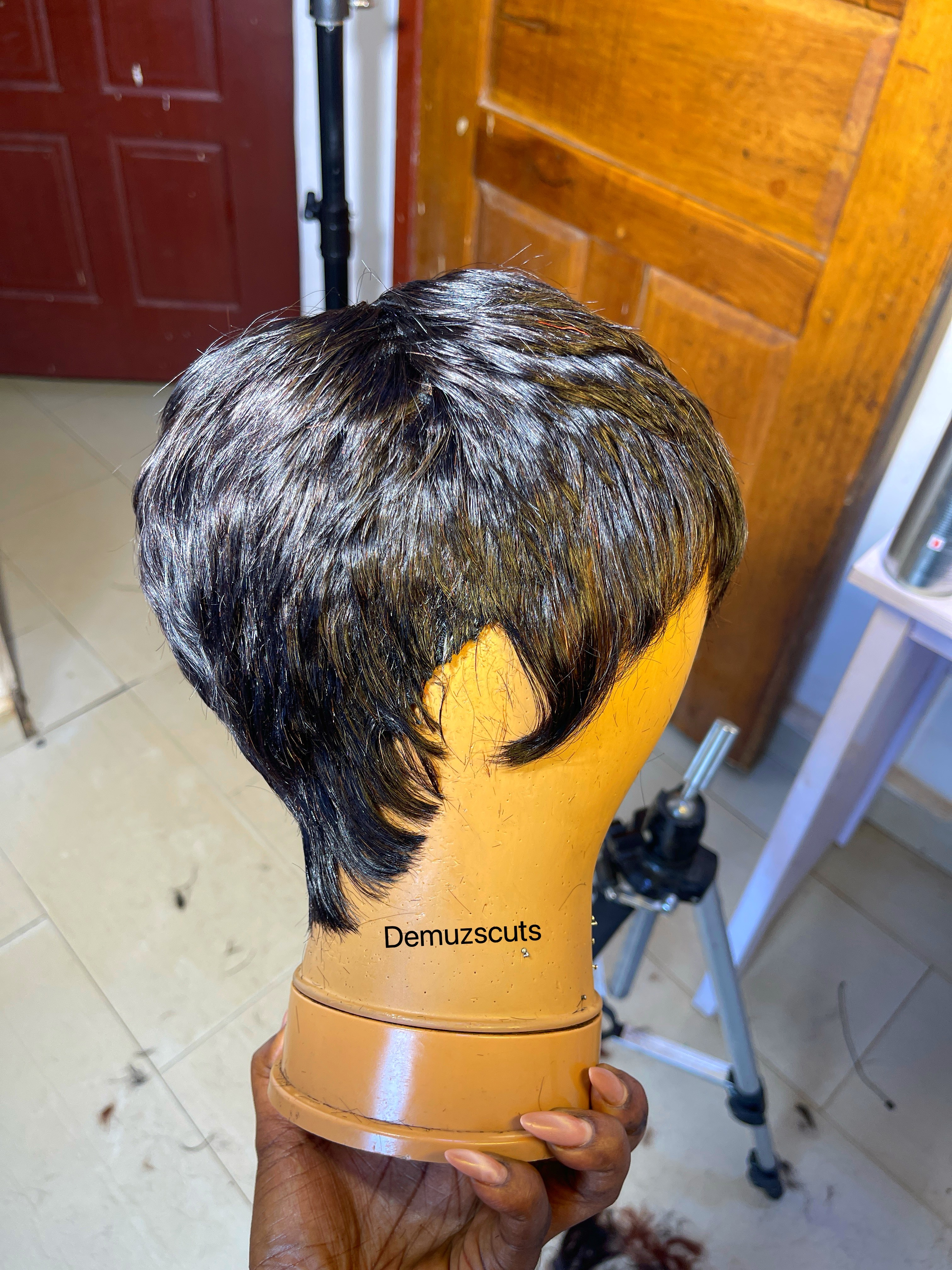 Image shows all angles of the pixie wig thumbnail 5