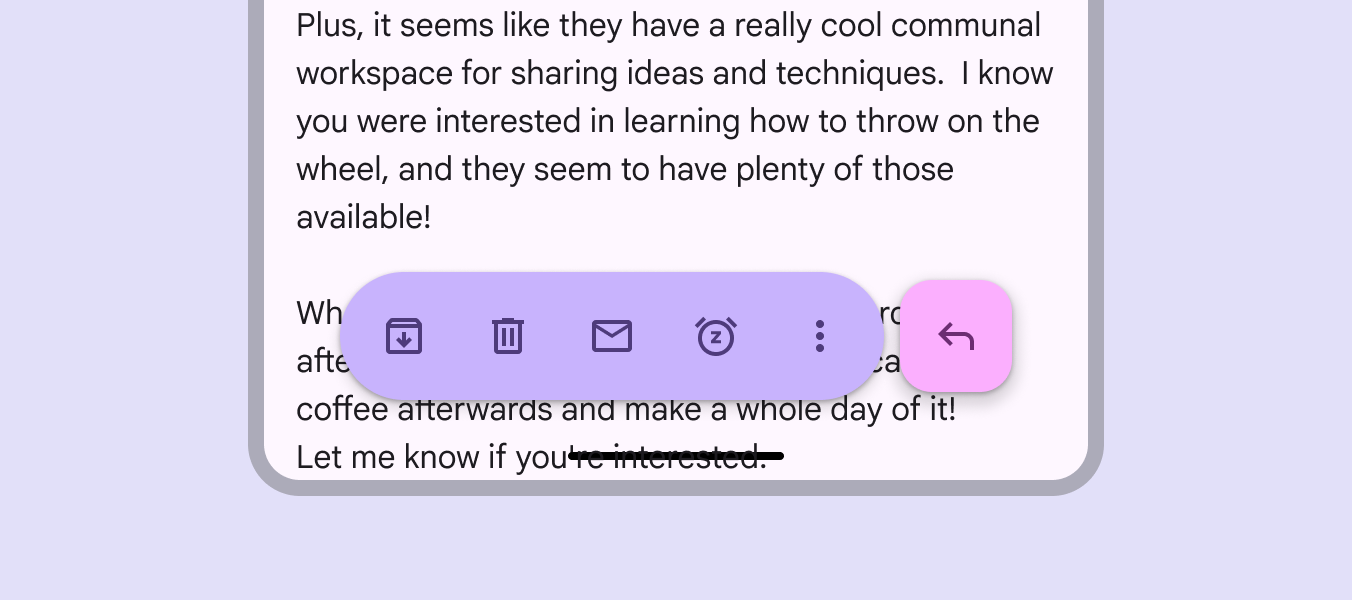 Vibrant toolbar at bottom of mobile screen.