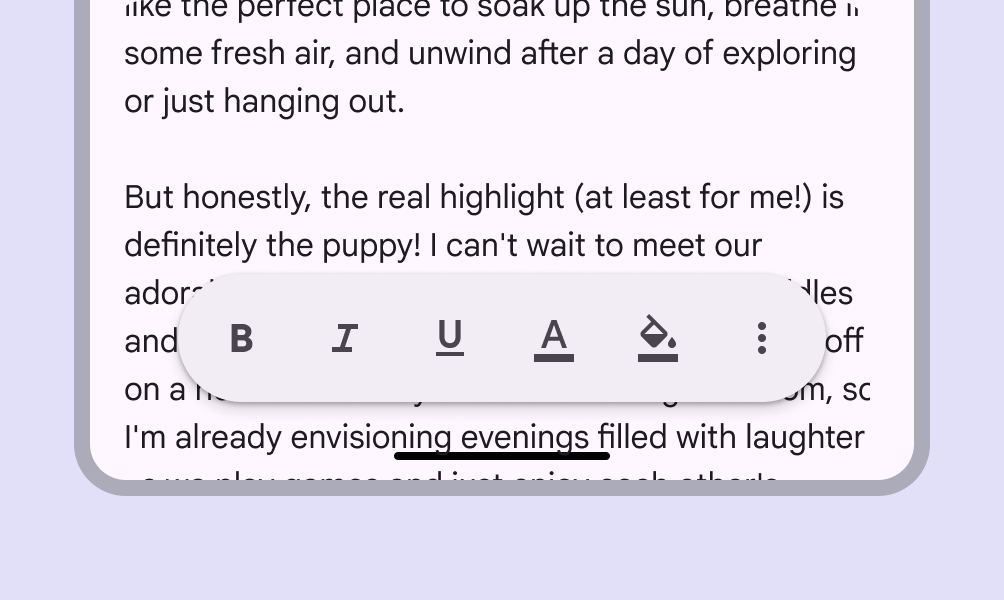 Floating toolbar with overflow menu icon.