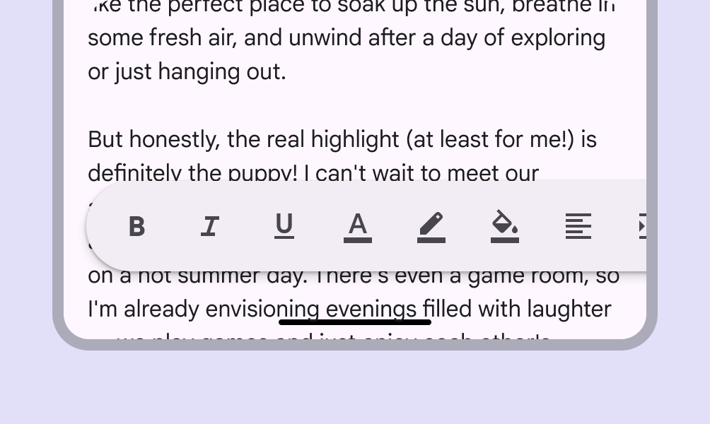 Floating toolbar that expands off edge of screen.
