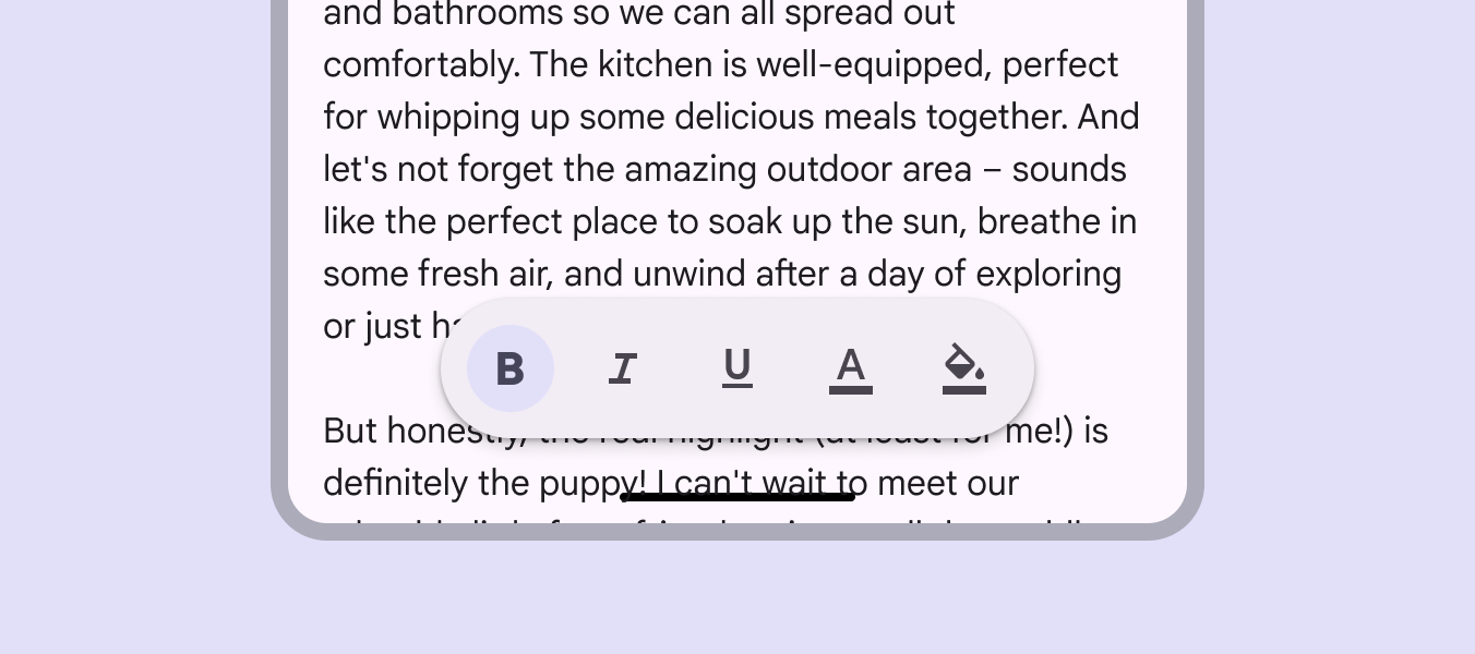 Floating toolbar on mobile.