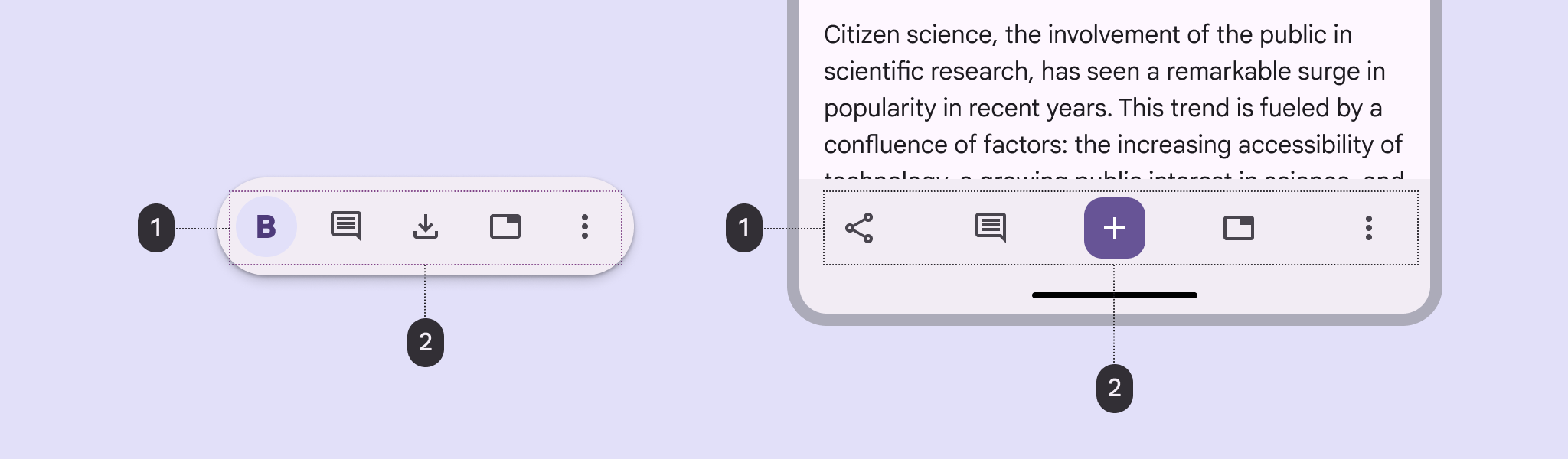 Diagram of toolbar layouts.