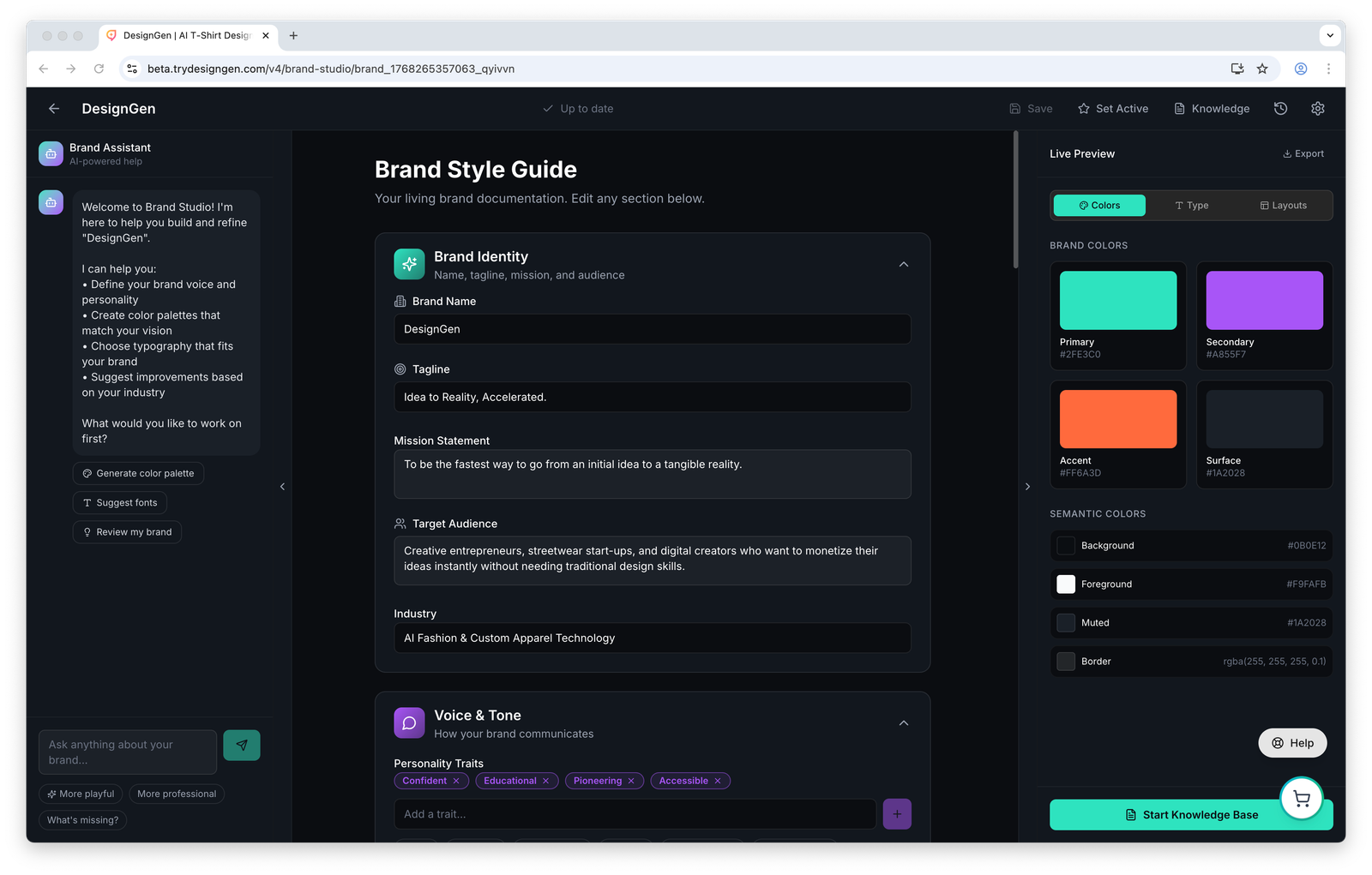 Brand editor context