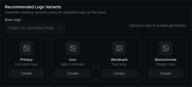 Recommended Logo Variants panel