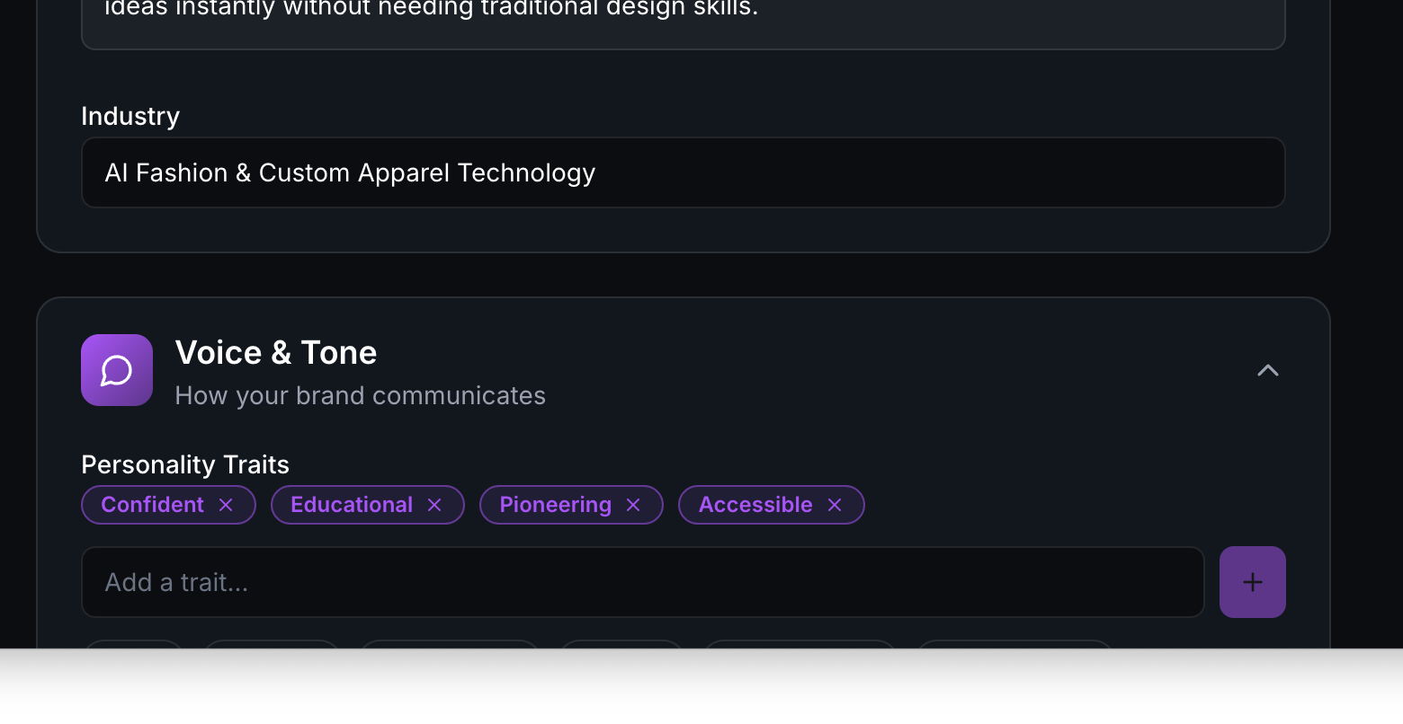Voice & Tone section