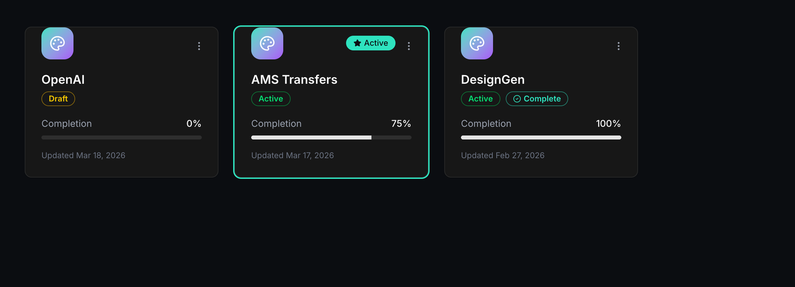 Brand cards in the library