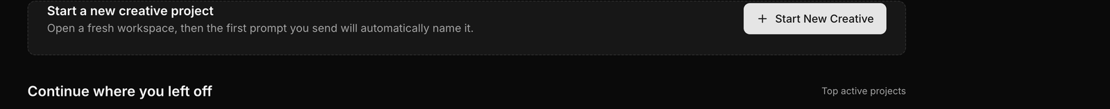 Create a new creative project