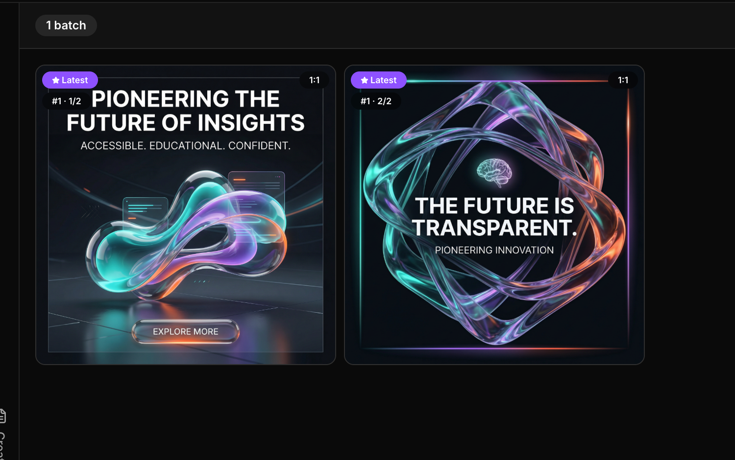 Creative Studio output gallery