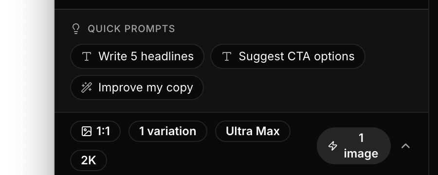 Creative Studio quick prompts