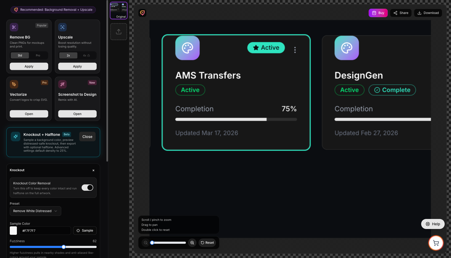 Image Tools with an uploaded image
