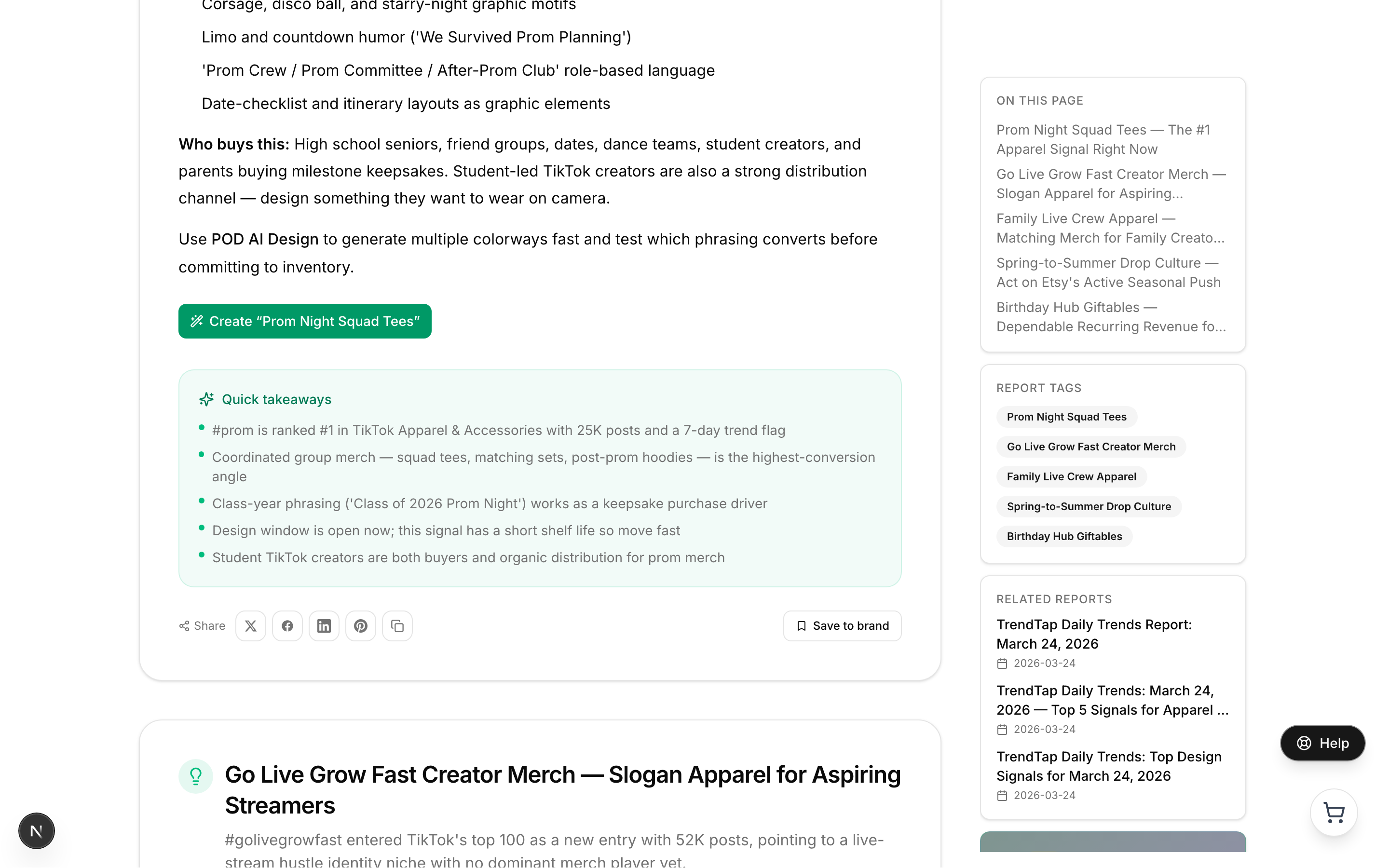 Public report with share options and quick takeaways