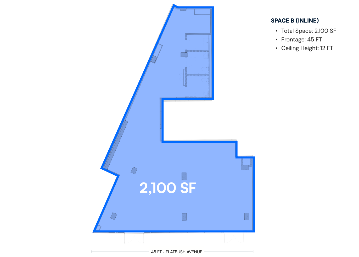 1,600 - 2,100 SF | Prime Vanilla Box Retail Space with Wrap Around Frontage for Lease