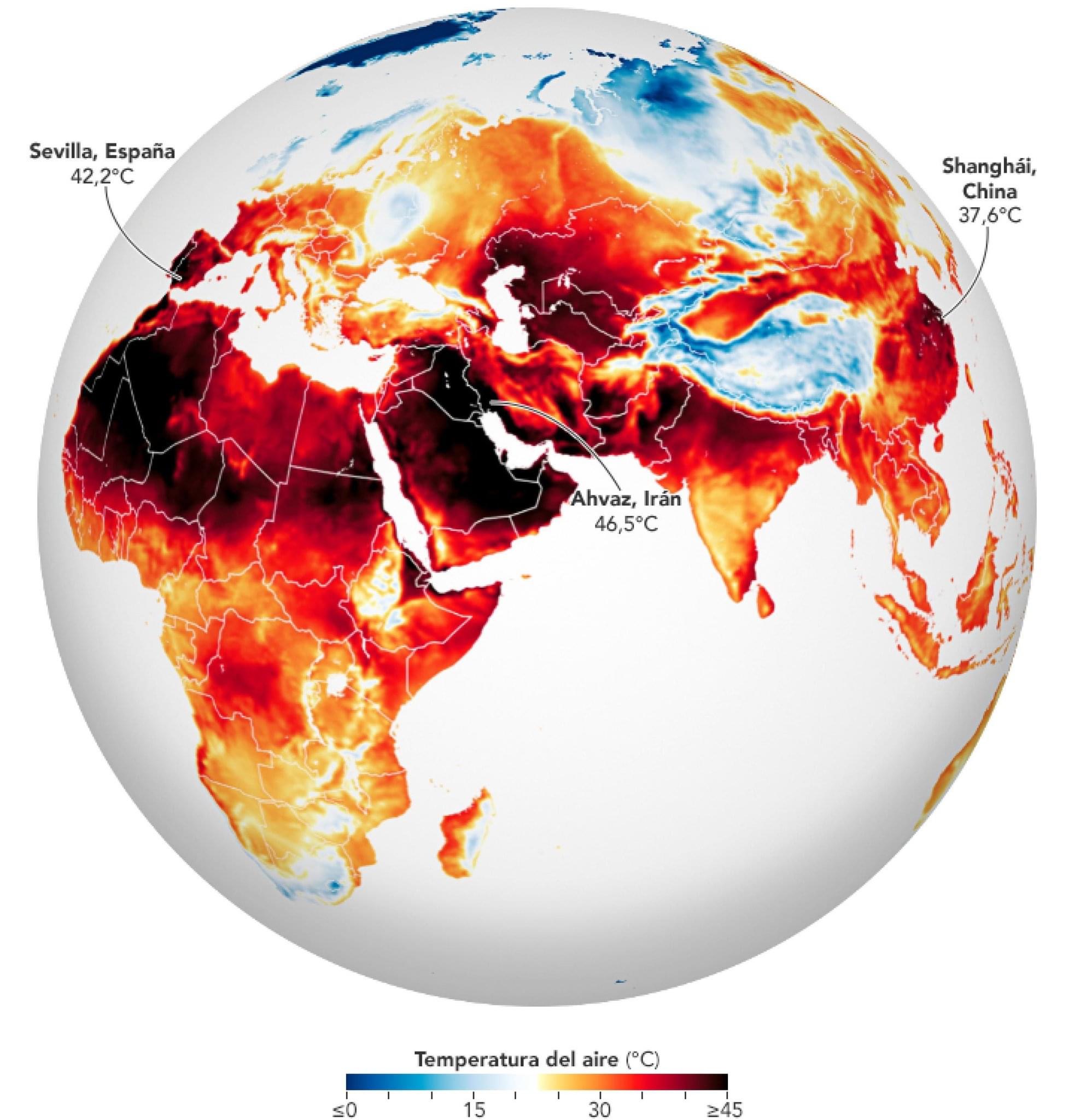 Imagen sobre El mundo se cocina; NASA muestra mapa de países más calientes 