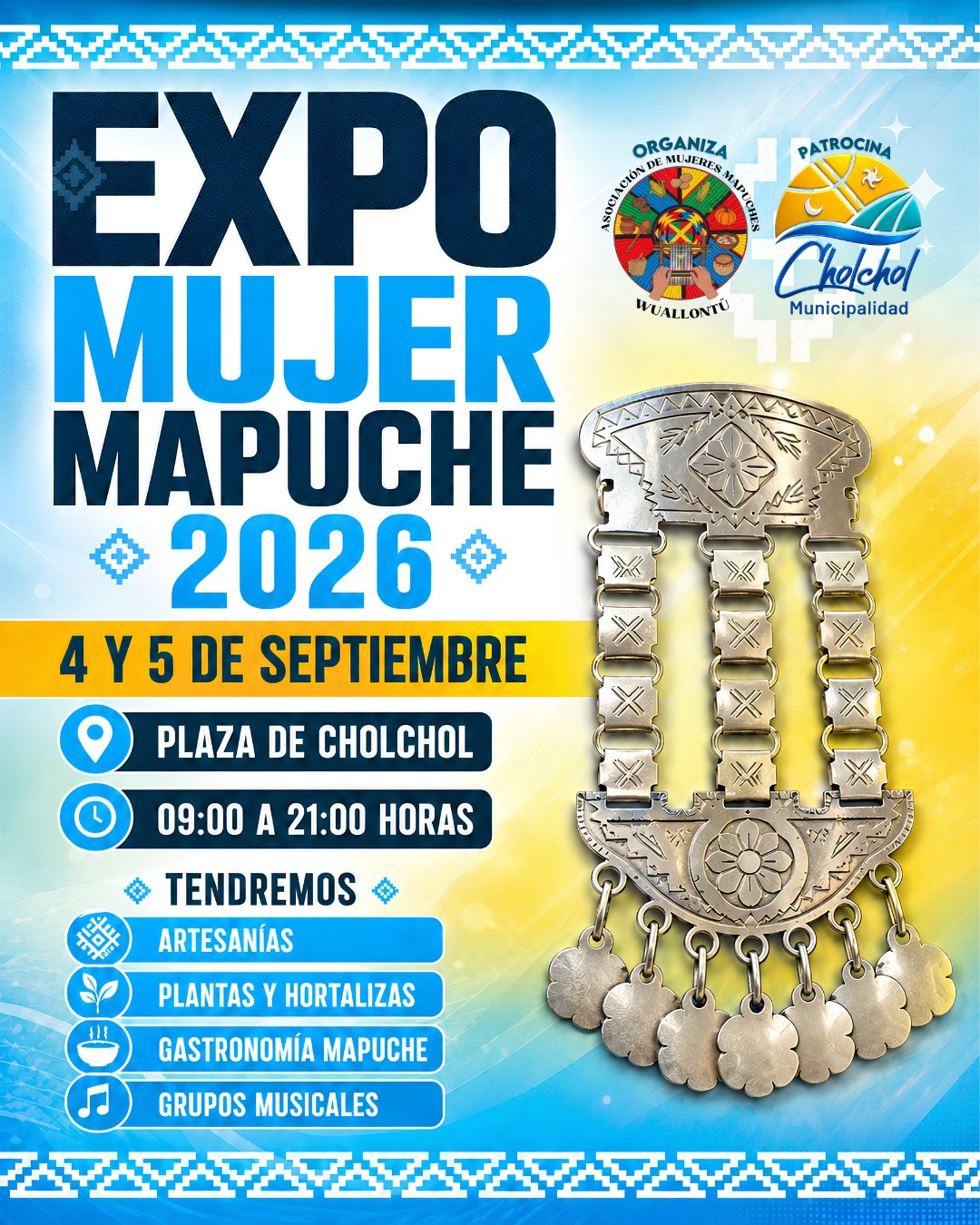 Expo Mujer Mapuche 2026: artesanía, gastronomía y música en la Plaza de Cholchol
