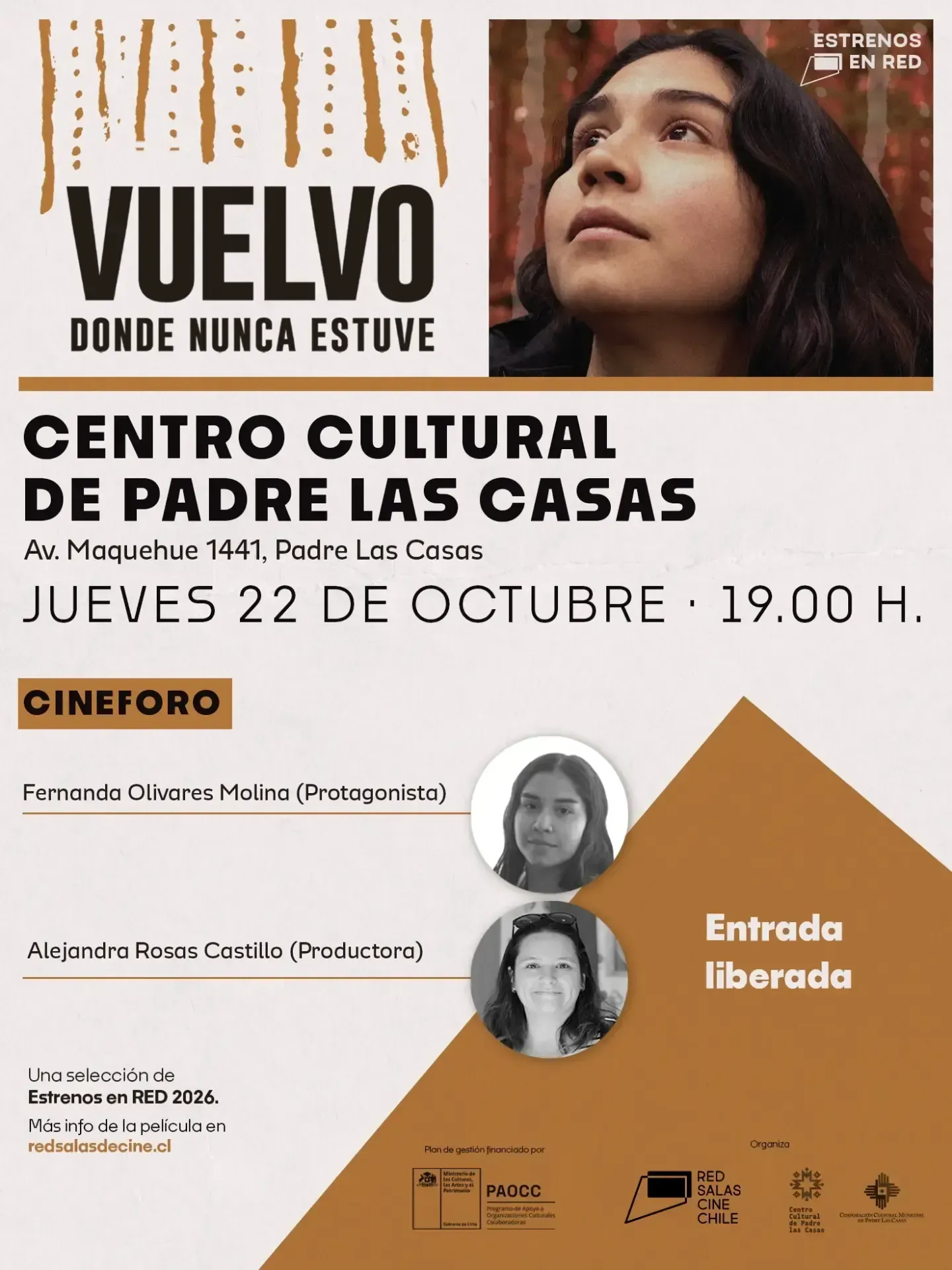 Estreno de "Vuelvo donde nunca estuve" en el Cine Club de Padre Las Casas