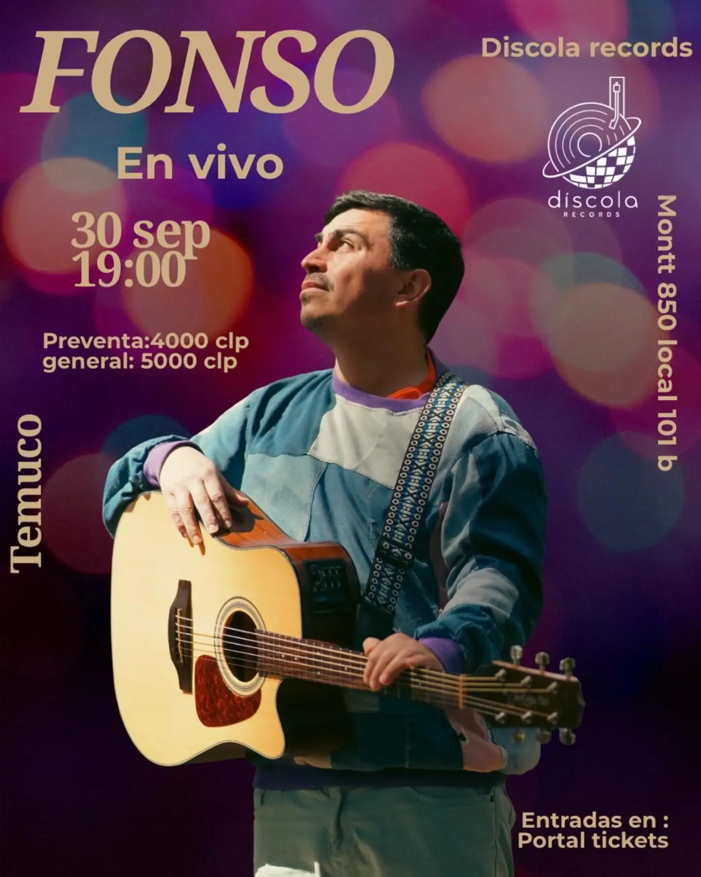 Concierto en formato banda con las canciones del EP Púrpura en Discola Records