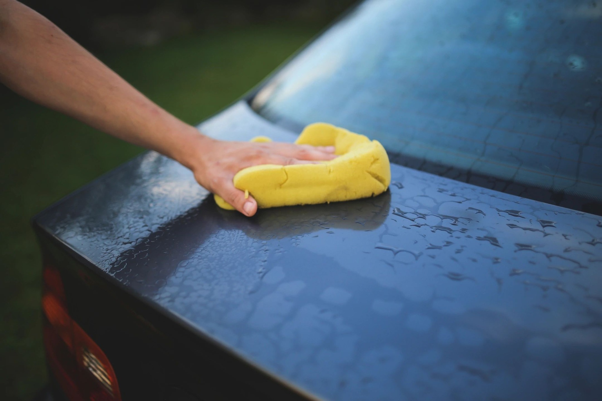 Car being hand washed