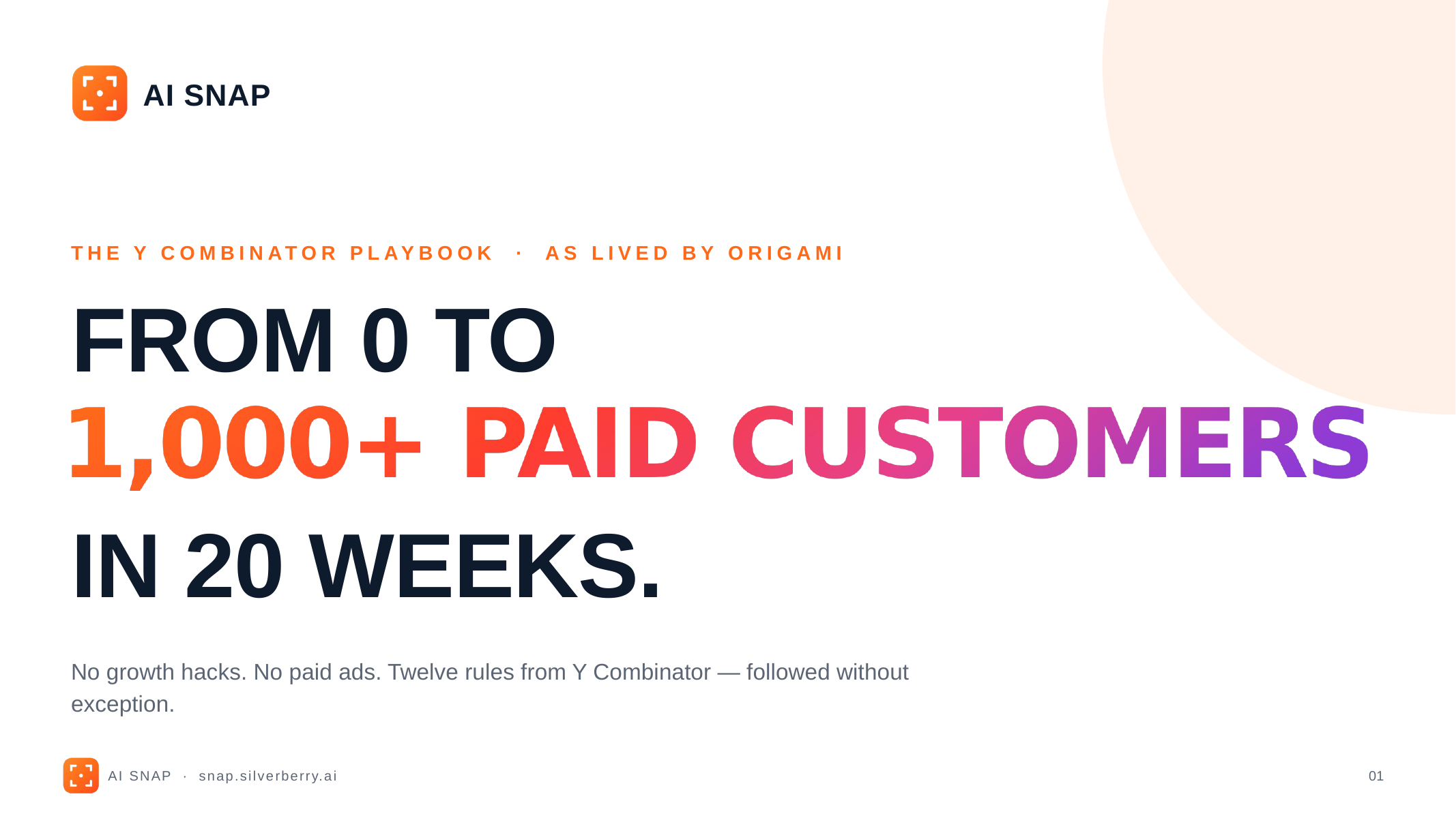 From Zero to 1000 customers in 20 weeks - YC 12 Rules
