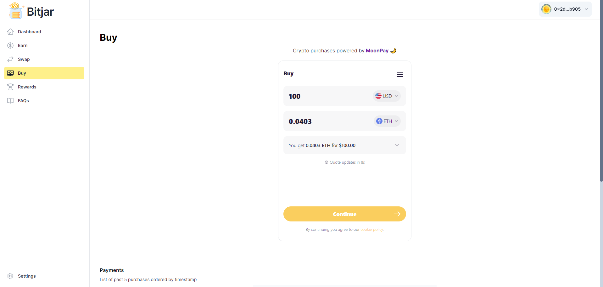 Moonpay FIAT crypto purchase